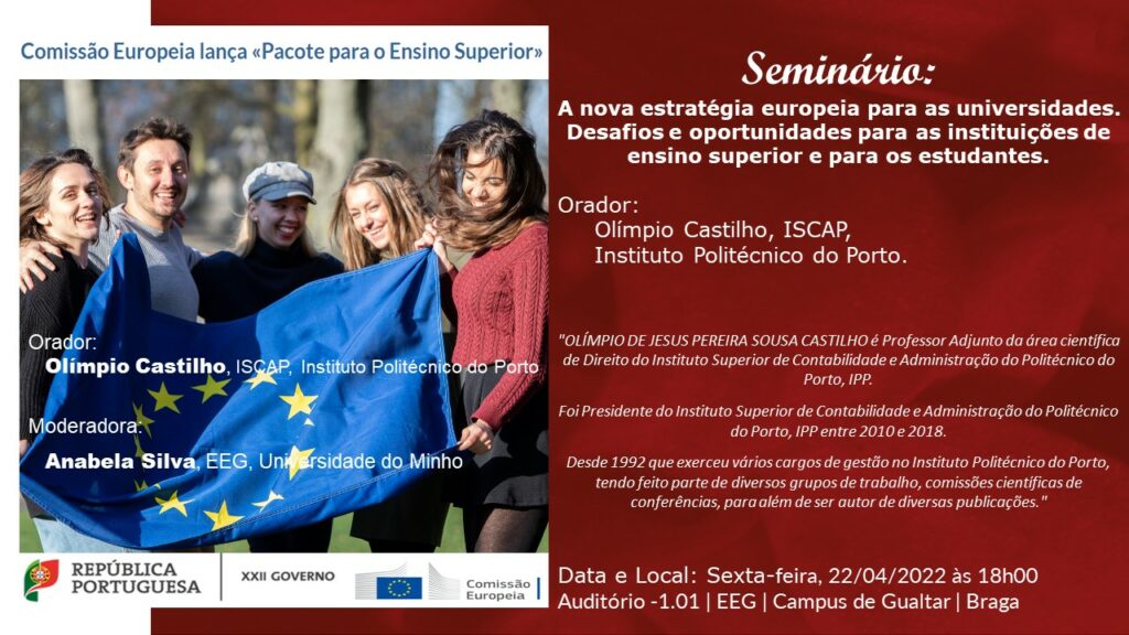 Olímpio Castilho será orador no seminário: A nova estratégia europeia para as universidades .Desafios e oportunidades para as instituições de ensino superior e para os estudantes